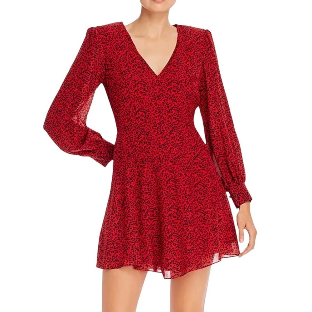 ALICE + OLIVIA Polly Leopard Print Fit-and-Flare Dress